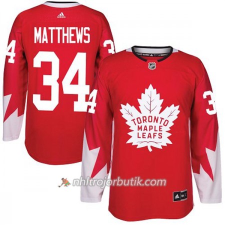 Män Ishockey Toronto Maple Leafs Tröja Auston Matthews 34 Adidas 2017-2018 Röd Alternate Authentic
